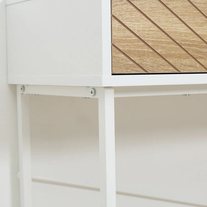 HOMCOM Schmale Konsole für den Eingangsbereich mit 2 Schubladen, modernes Design mit eingeprägten Linien für Flur, Wohnzimmer und Schlafzimmer 100x30x75 cm Weiß und Eiche