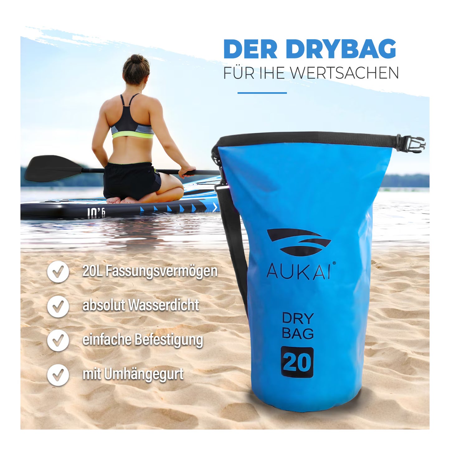 Stand Up Paddle Board "AUKAI Pro" mit Kajak-Sitz grau