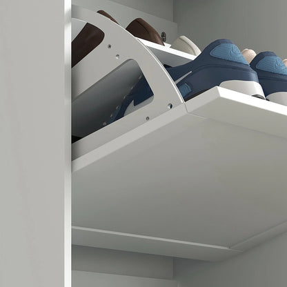 HOMCOM Schmales Schuhschrank mit 3 Klapptüren – Schuhaufbewahrung für den Eingangsbereich mit verstellbaren Regalen für 18 Paar Schuhe für schmale Flure 60x23,5x115 cm Weiß