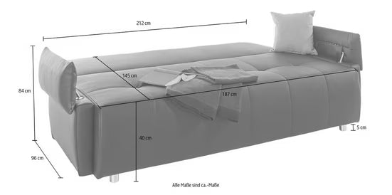 Schlafsofa Funtastic, B: 212 cm, Liegel. 145x187 cm
