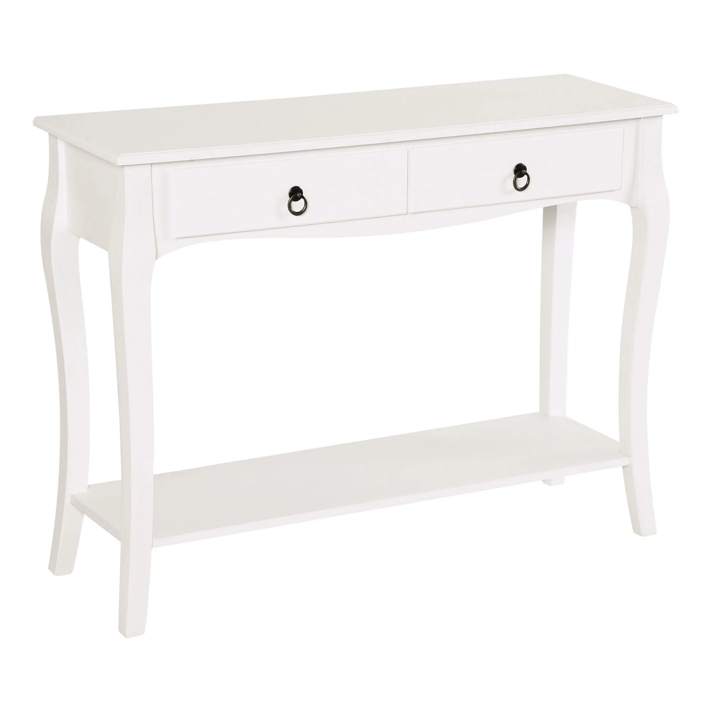 HOMCOM Konsolentisch Sideboard für Wohnzimmer und Flur, Akzenttisch mit Schubladen und Regal, elegantes Design 100x33x75cm Hochglanz Weiß