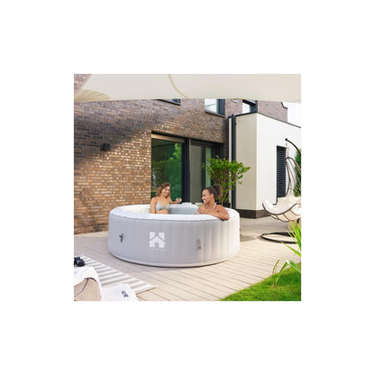 HOME DELUXE Outdoor Whirlpool aufblasbar SPLASH inkl. Abdeckung - Ø208 cm 6 Personen Uni Grau