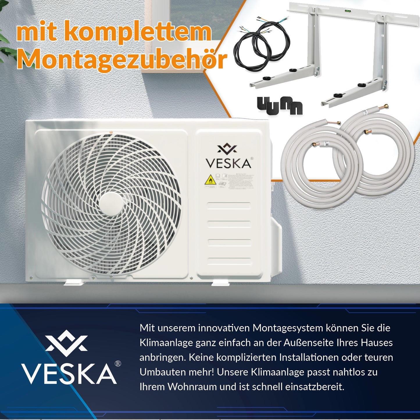 Veska Klimaanlage Set Split inkl. komplettem Montagematerial