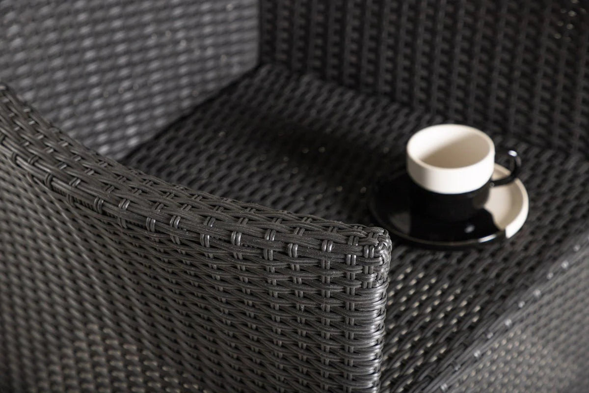 2er Set - Gartenstuhl Caro aus Rattan in Schwarz