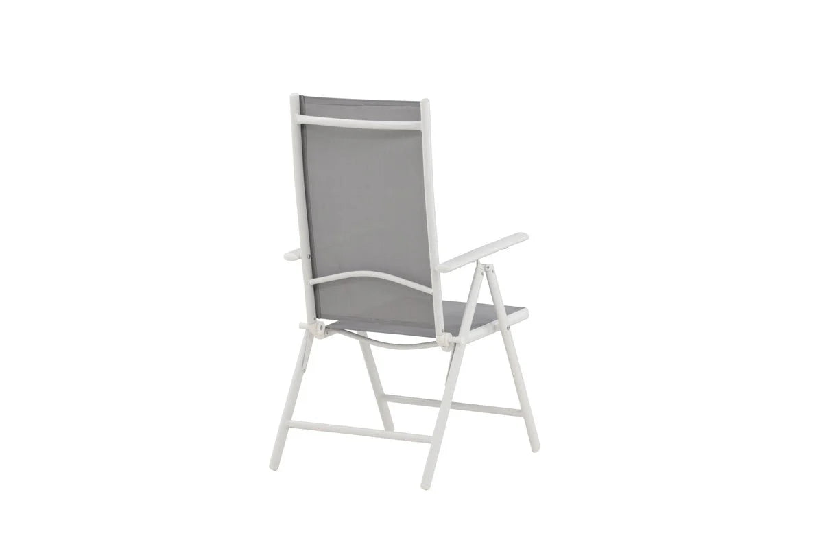 2er Set Gartenstuhl Awa - weißes Gestell aus Aluminium, Sitzfläche aus Textilene, verstellbare Rückenlehne