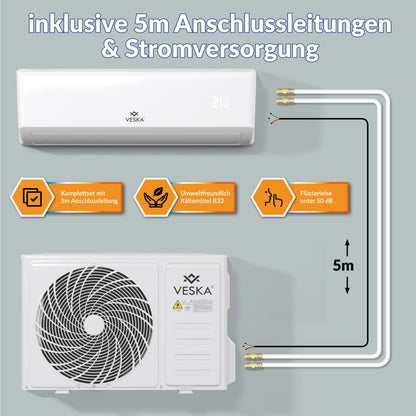 Veska Klimaanlage Set Split inkl. komplettem Montagematerial