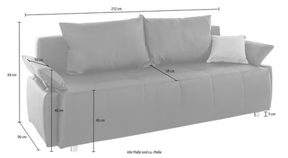 Schlafsofa Funtastic, B: 212 cm, Liegel. 145x187 cm