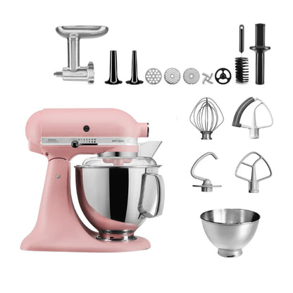 KitchenAid 4,8 L 5KSM175 Artisan Küchenmaschine Meatlover mit Ganzmetall- Fleischwolf und Spritzgebäckvorsatz