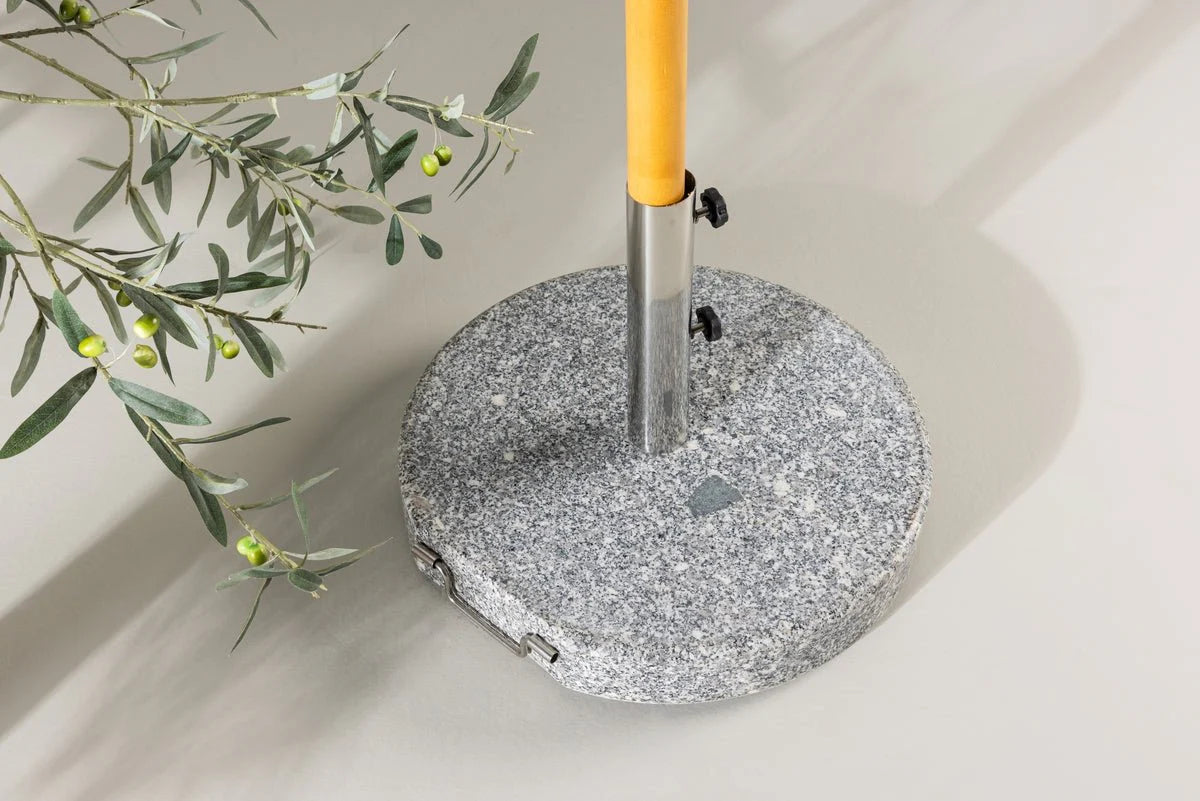 Sonnenschirmständer Dom - 40 kg Granit Schirmständer mit Rollen in Grau