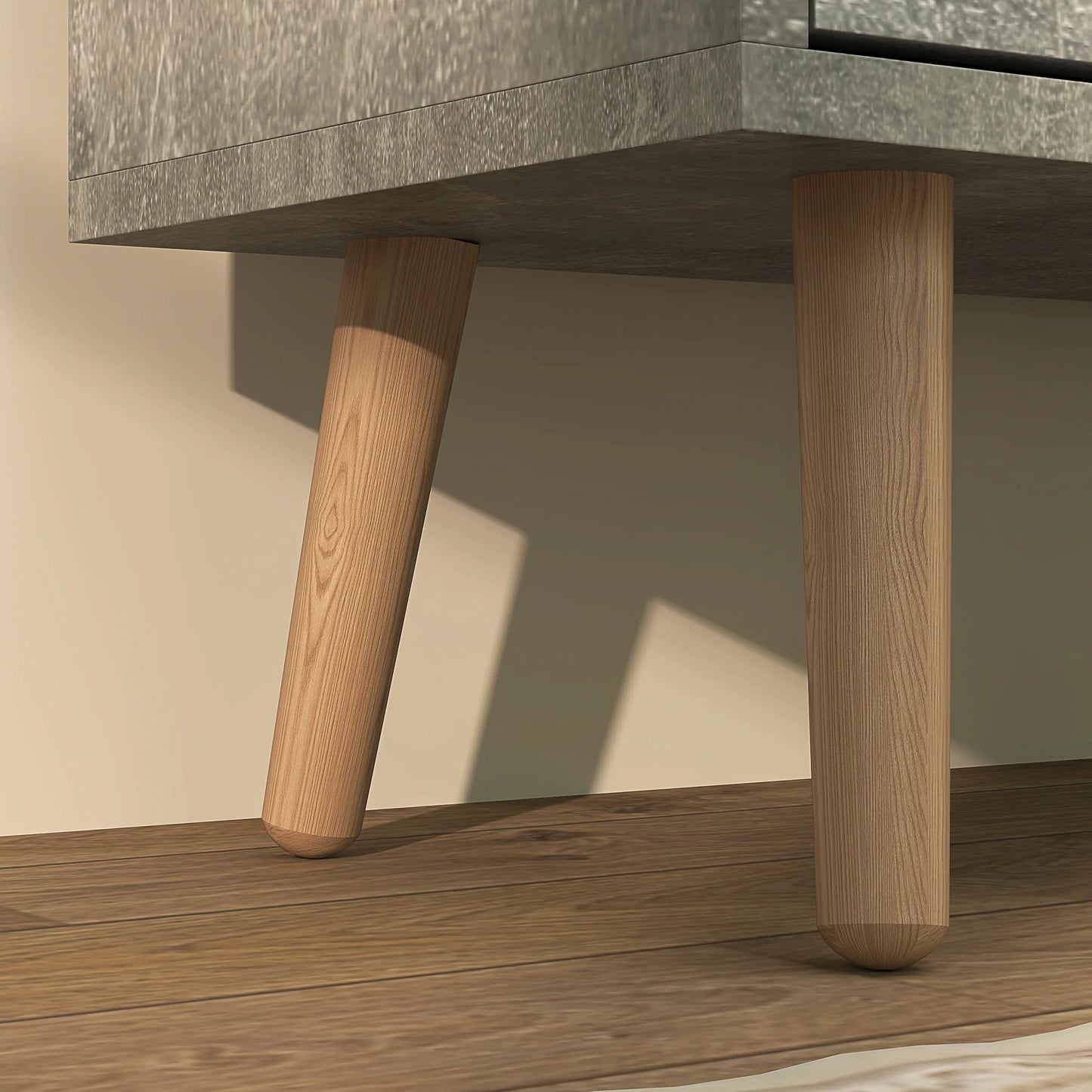 HOMCOM Schuhschrank für den Eingangsbereich mit 4 Klapptüren auf 2 Ebenen für 16 Paar Schuhe, platzsparender Schuhschrank mit verstellbaren Regalen aus Spanplatte und Kiefernholz, 95x26x95 cm, Grau