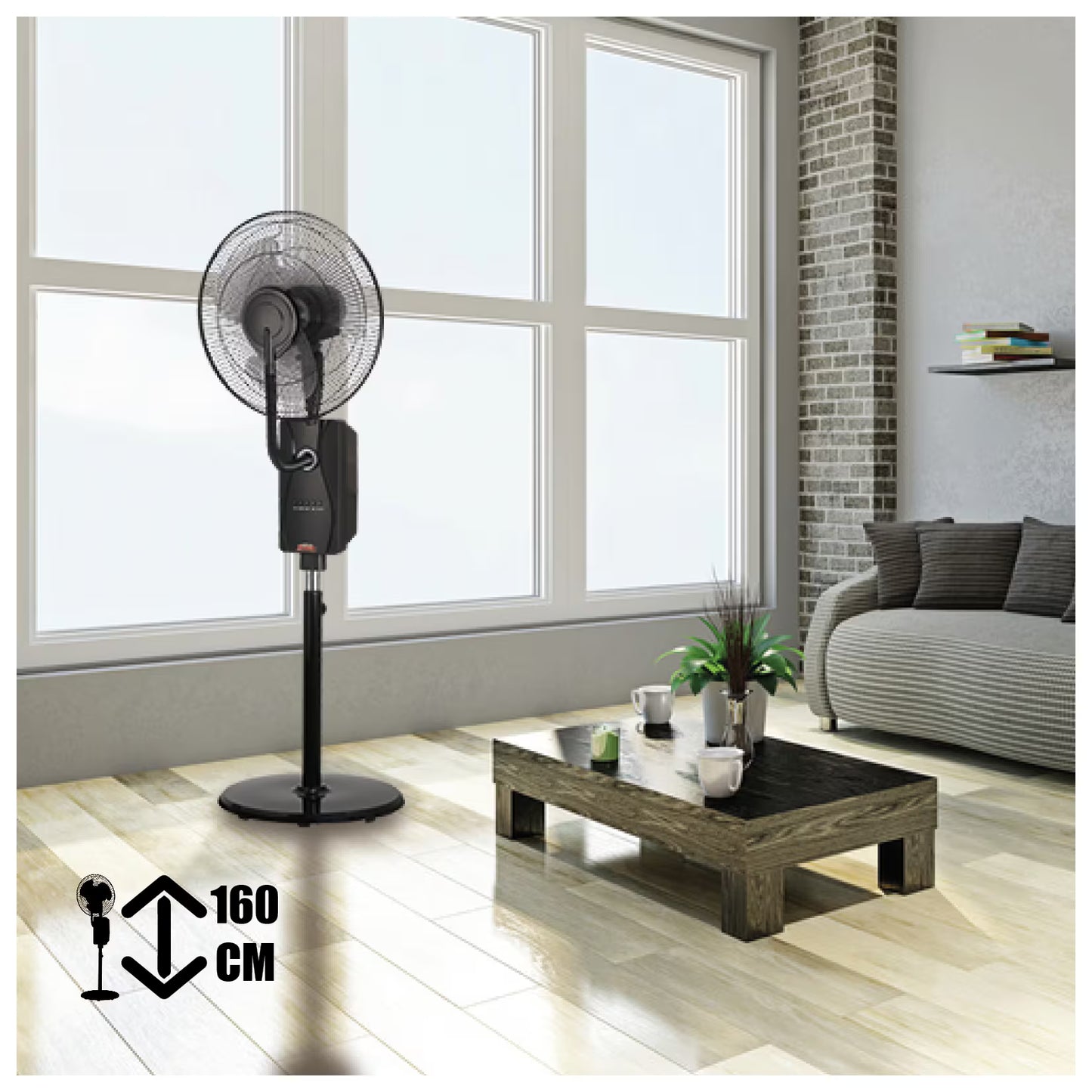 MAUK 16" Ventilator mit Sprüh - Nebel - Kühlung 80W