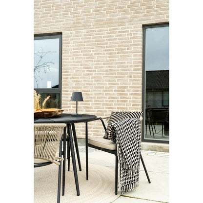 2er Set - Gartenstuhl Lazaro Schwarz/Beige
