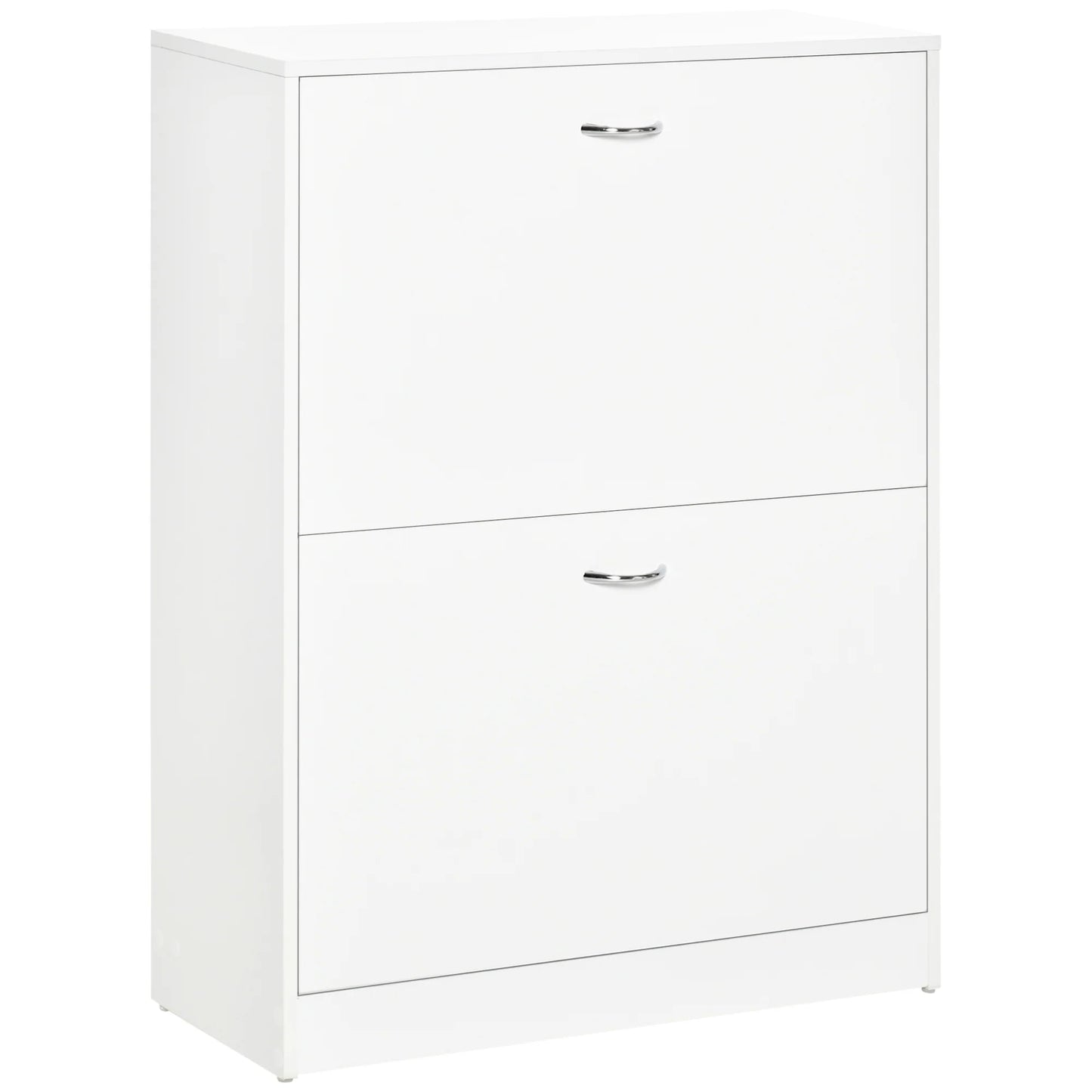 HOMCOM Moderner Schuhschrank für den Eingangsbereich - Schuhregal schmal mit 2 Schubladen und verstellbaren Regalen für Flur 60x24x80 cm Weiß