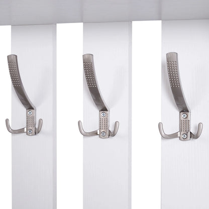 HOMCOM Eingangsset mit Spiegel, Garderobe und Schuhschrank – Eingangsbereich Möbel mit 3 Haken, Regal und 2 Schubladen für Diele in Weiß