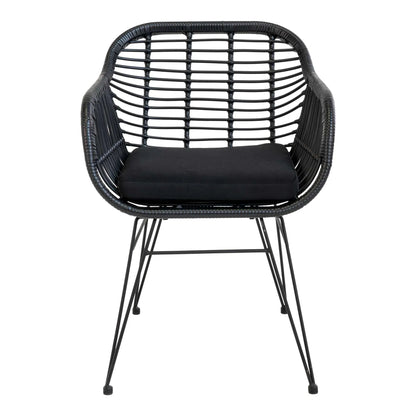 2er Set - Gartenstuhl Firenze Schwarz aus Stahl/Polyrattan