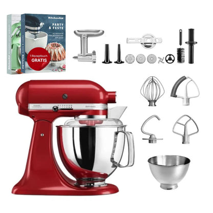 KitchenAid 4,8 L 5KSM175 Artisan Küchenmaschine Meatlover mit Ganzmetall- Fleischwolf und Spritzgebäckvorsatz