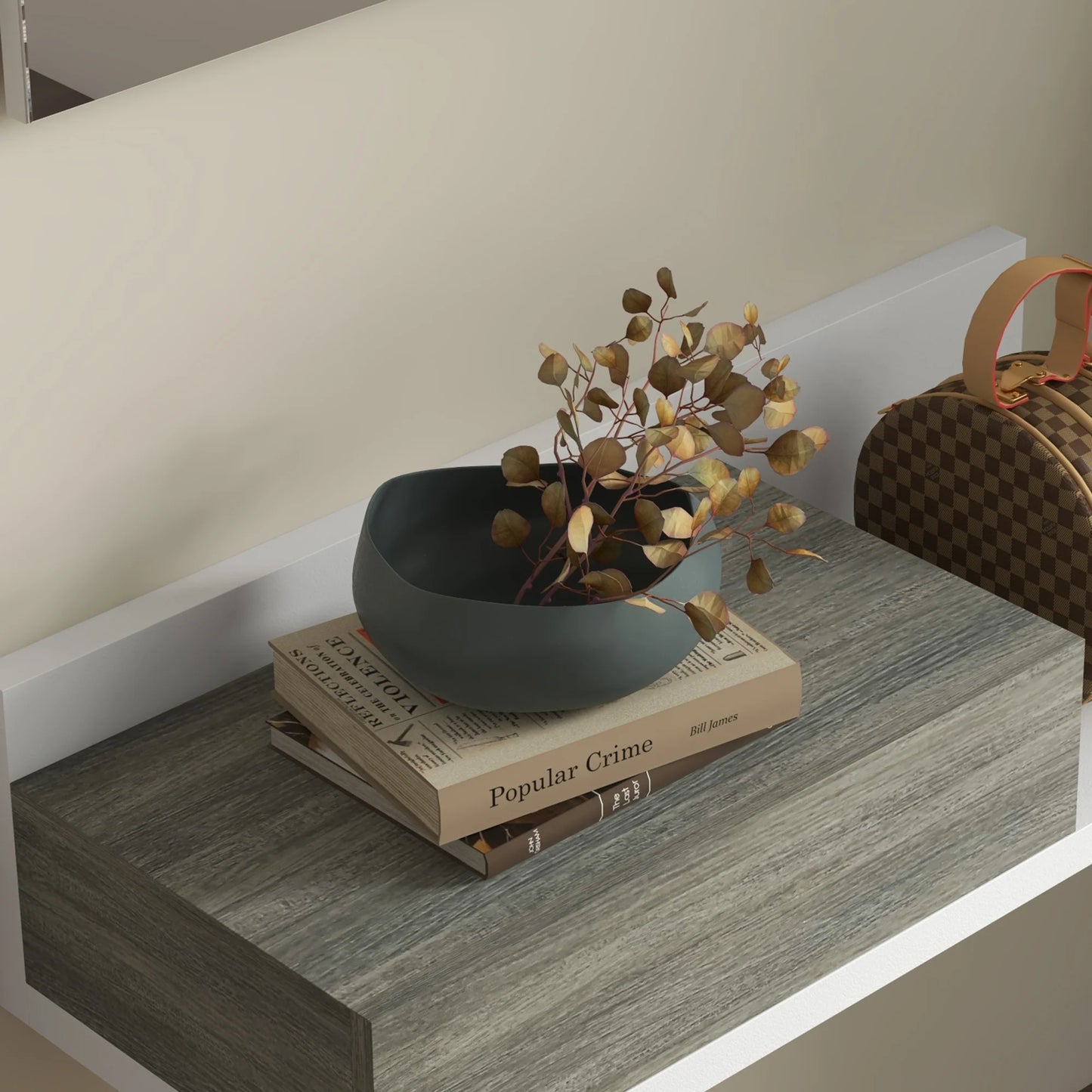 HOMCOM Flureinrichtungsset mit Spiegel und Schublade, Wandmontage, Moderner Stil 75x3,5x75 cm und 75x30,5x20 cm Grau und Weiß