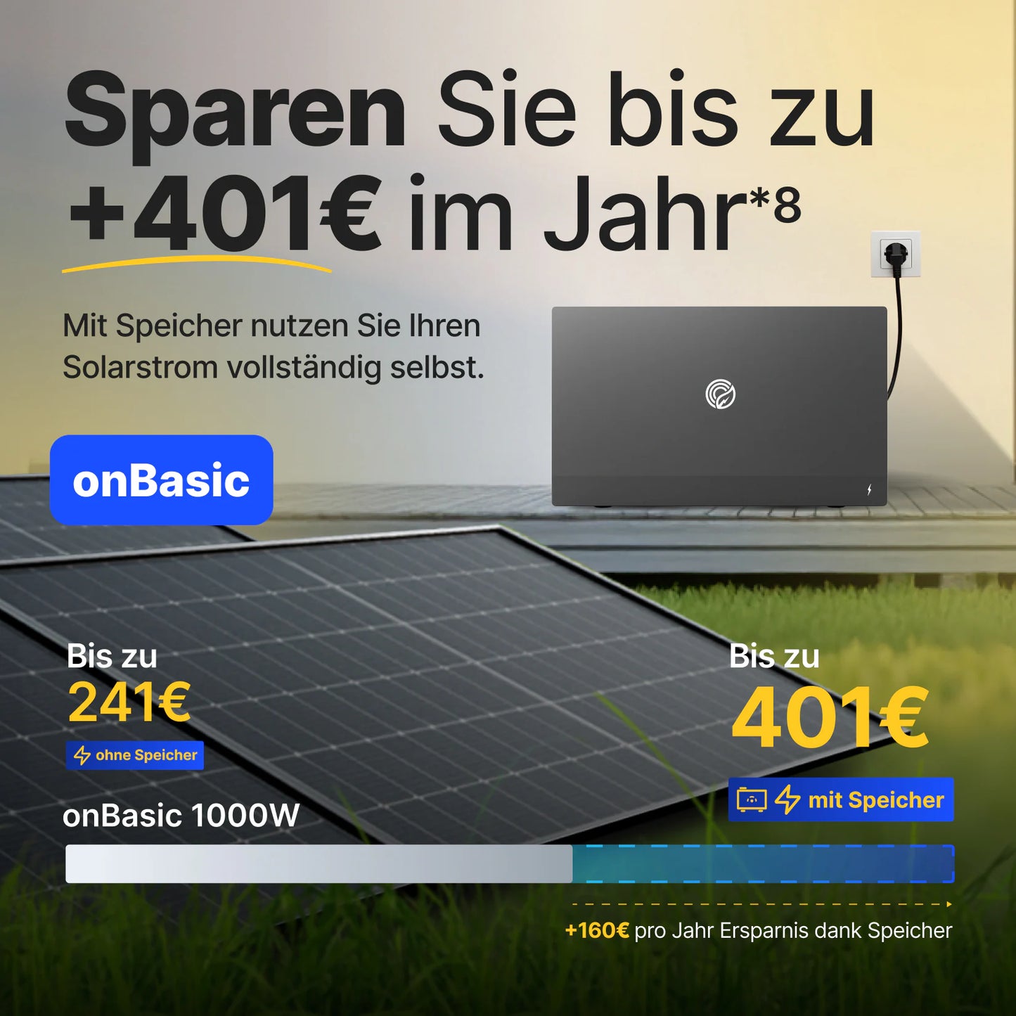 Balkonkraftwerk 1000W/800W Solaranlage Steckerfertig WIFI Komplettset Photovoltaik Anlage 800W, Kabellänge: 5m