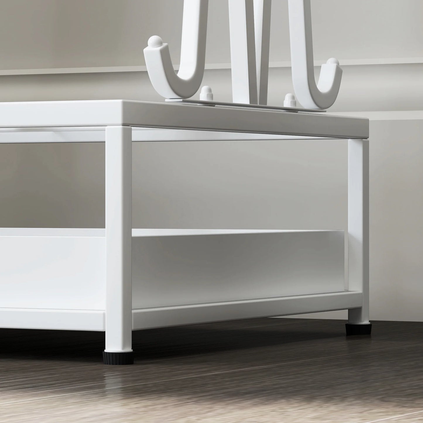 HOMCOM Moderner Rechteckiger Regenschirmständer aus Stahl mit 24 Haken, 21 Fächern und Abnehmbarem Tropfteller für Eingangsbereich und Büro 50x24x68 cm Weiß