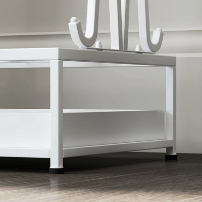 HOMCOM Moderner Rechteckiger Regenschirmständer aus Stahl mit 24 Haken, 21 Fächern und Abnehmbarem Tropfteller für Eingangsbereich und Büro 50x24x68 cm Weiß