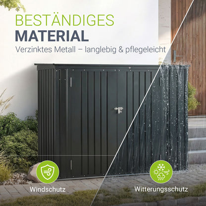 Juskys Mülltonnenbox Namur 2 m² Aufbewahrungsbox in grau für 3 Tonnen zwei großen Türen