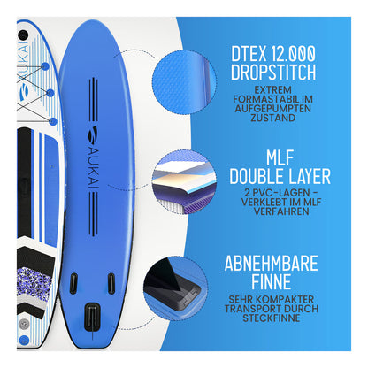 Stand Up Paddle Board "AUKAI Pro" mit Kajak-Sitz grau