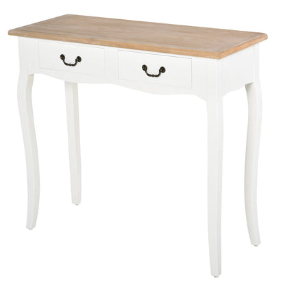 HOMCOM Konsolentisch Beistelltisch mit 2 Schubladen Retro-Design für Flur, Vorzimmer, Wohnzimmer, Schlafzimmer, Kiefer 87x34x78,5 cm Weiß