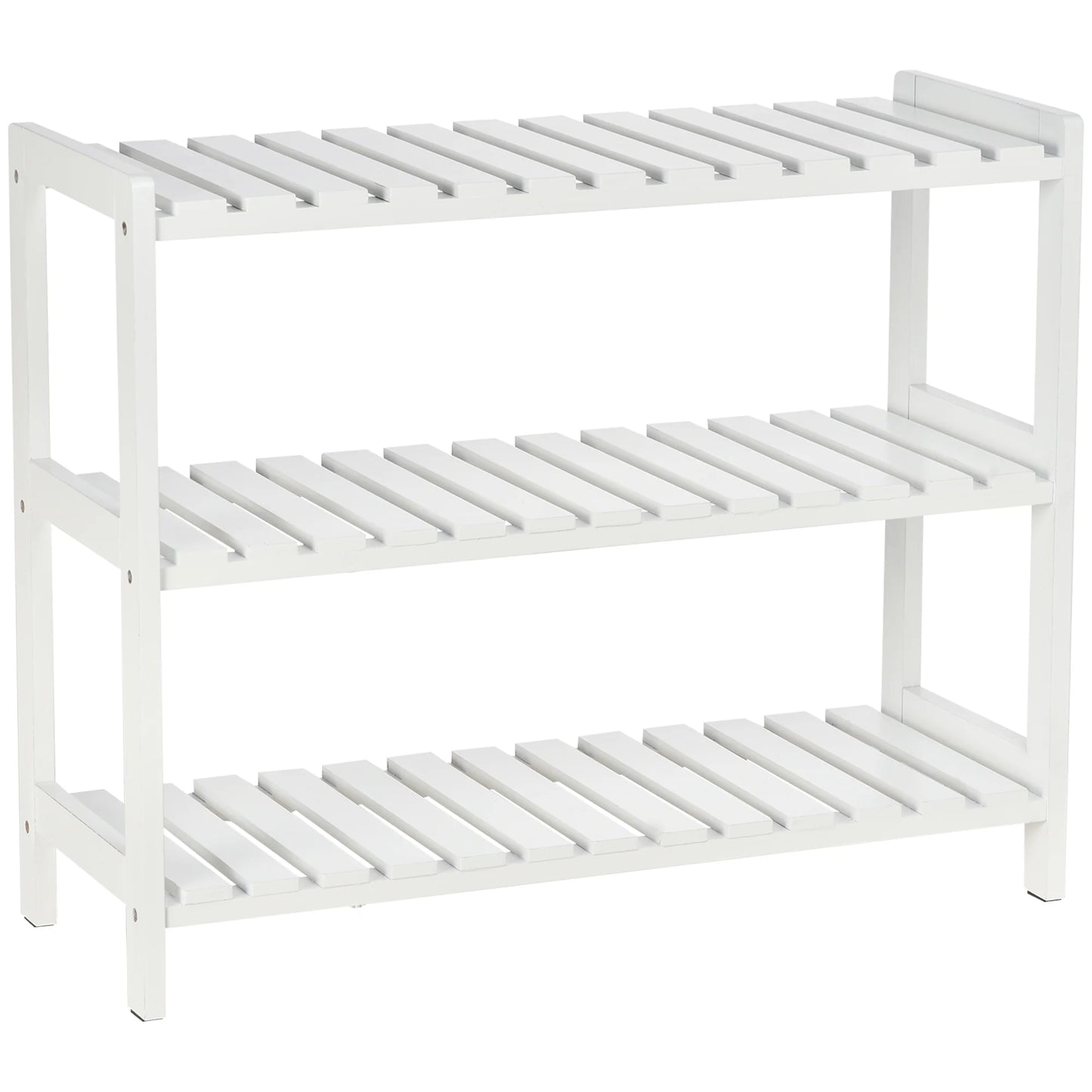 HOMCOM Holz Schuhregal 3-stufig für bis zu 9 Paar Schuhe im Eingangsbereich 70x26x57.5 cm Weiß