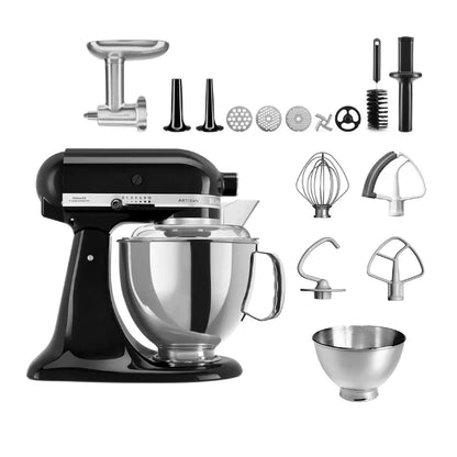 KitchenAid 4,8 L 5KSM175 Artisan Küchenmaschine Meatlover mit Ganzmetall- Fleischwolf und Spritzgebäckvorsatz
