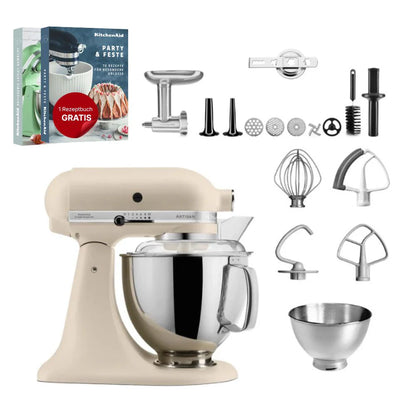 KitchenAid 4,8 L 5KSM175 Artisan Küchenmaschine Meatlover mit Ganzmetall- Fleischwolf und Spritzgebäckvorsatz
