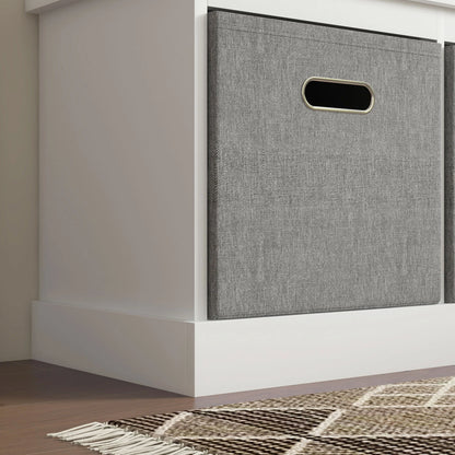 HOMCOM Schuhbank für den Eingangsbereich mit 3 Schubladen, Schuhaufbewahrungsbank mit Holz- und Stoffbezug, Schuhregal für 3 Paar Schuhe, Wohnzimmer und Flur, 105x35x47 cm, Weiß