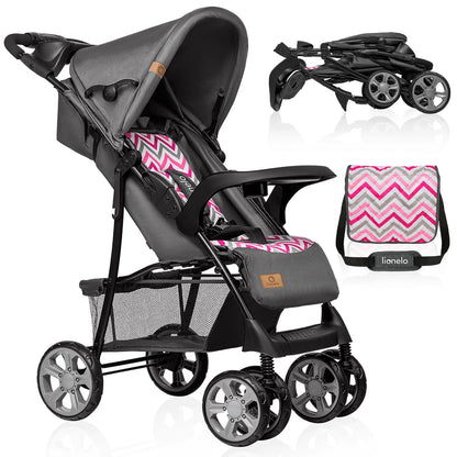 LIONELO Emma Plus Kinderwagen bis zu 15 kg, Kindersportwagen, leicht modern klein Buggy mit Liegeposition, zusammenklappbar, große Räder, großer Korb