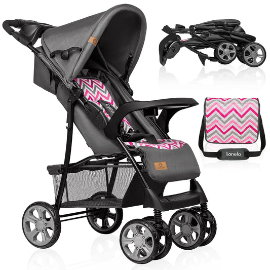 LIONELO Emma Plus Kinderwagen bis zu 15 kg, Kindersportwagen, leicht modern klein Buggy mit Liegeposition, zusammenklappbar, große Räder, großer Korb