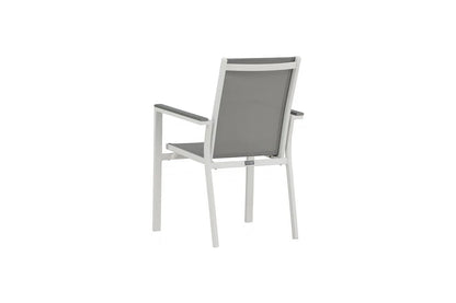 2er Set Gartenstuhl Ina - ein weiß-grauer Stuhl aus Aluminium und Textilene