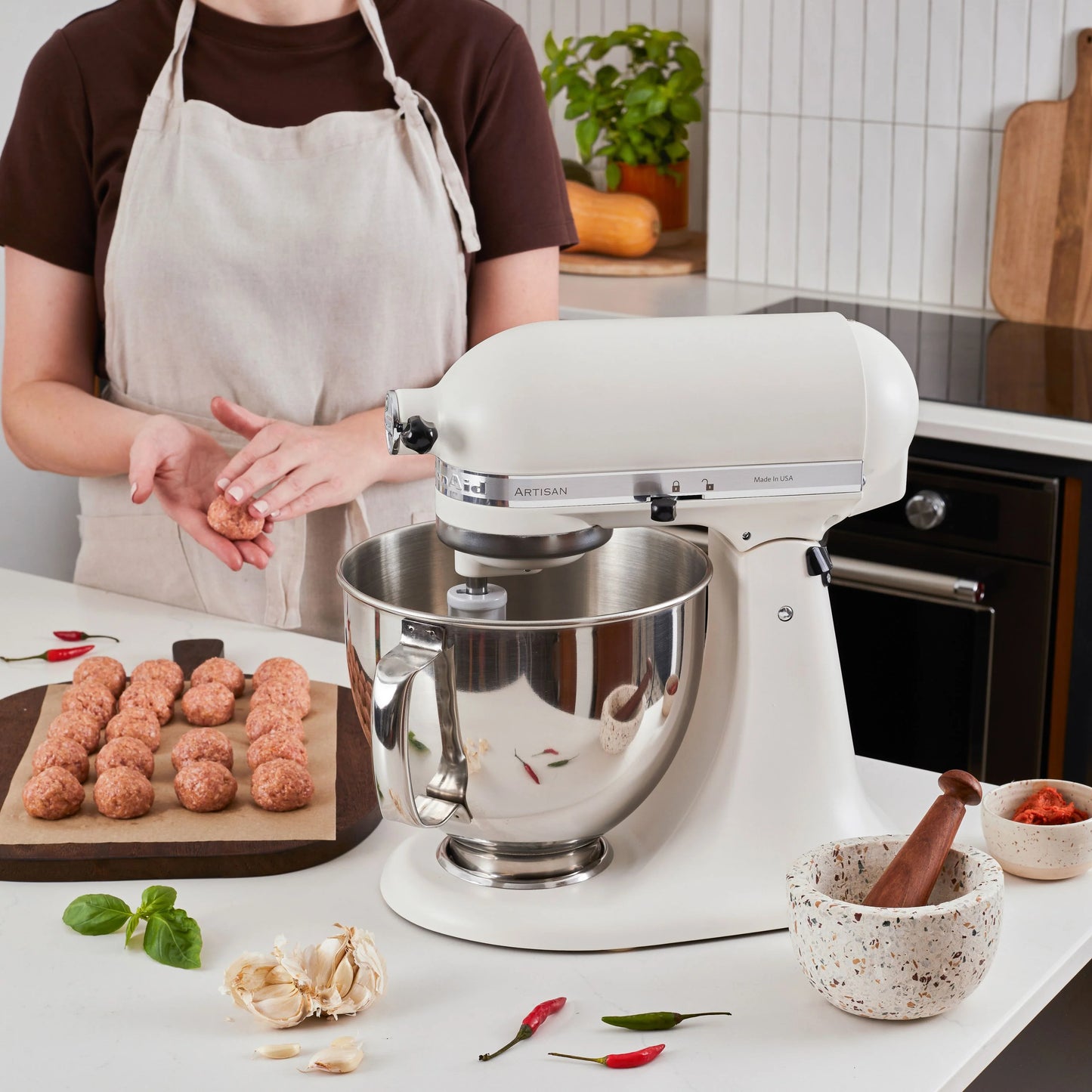 KitchenAid 4,8 L 5KSM175 Artisan Küchenmaschine Steellover mit Edelstahl-Werkzeugen