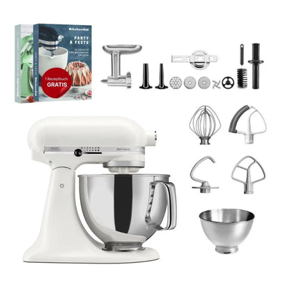 KitchenAid 4,8 L 5KSM175 Artisan Küchenmaschine Meatlover mit Ganzmetall- Fleischwolf und Spritzgebäckvorsatz