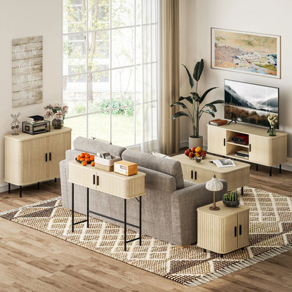 HOMCOM Vintage Konsolentisch Sideboard mit 2 Schiebetüren und Fächern für Flur 100x30x80 cm Eiche