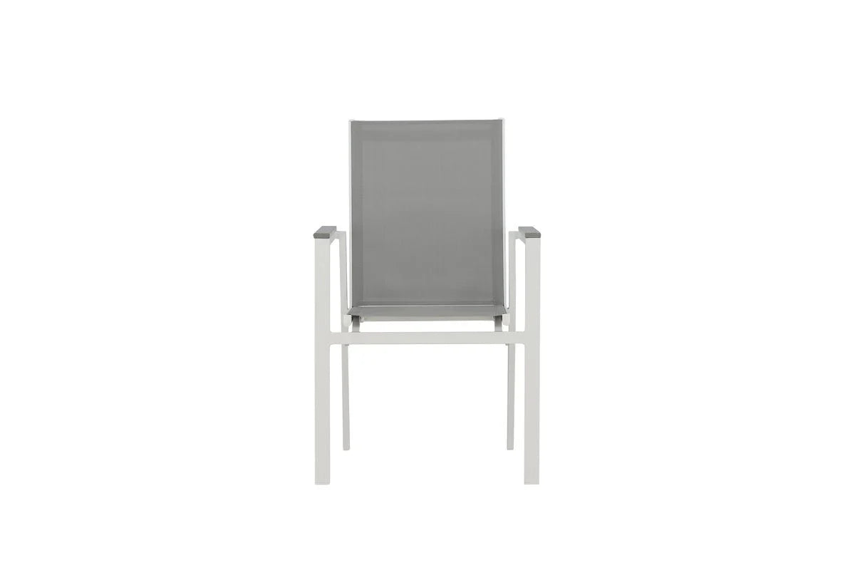 2er Set Gartenstuhl Ina - ein weiß-grauer Stuhl aus Aluminium und Textilene