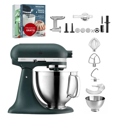 KitchenAid 4,8 L 5KSM185 Artisan Küchenmaschine Meatlover Metallfleischwolf 5KSMMGA Gr. 8 und Spritzgebäckvorsatz