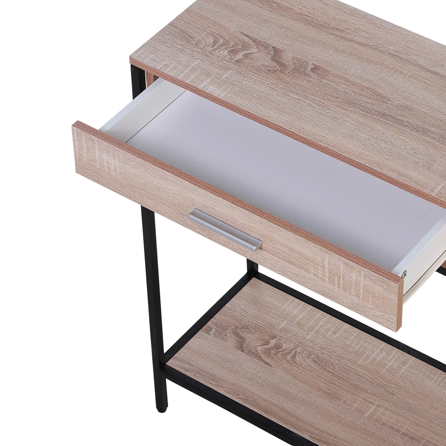 HOMCOM Konsolentisch im Industriestil mit Schubladen und Stahlstruktur für den Eingangsbereich 120x30x81,5 cm Eiche