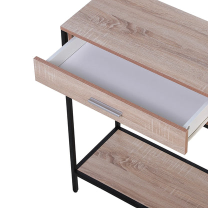 HOMCOM Konsolentisch im Industriestil mit Schubladen und Stahlstruktur für den Eingangsbereich 120x30x81,5 cm Eiche