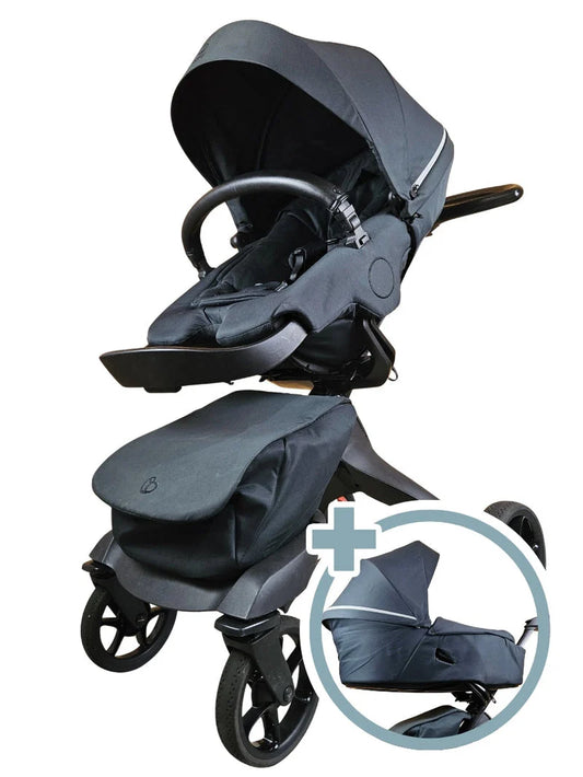 Stokke - Xplory Kombikinderwagen (Sportsitz und Babywanne) inkl. Zubehör - Schwarz in sehr gutem Zustand