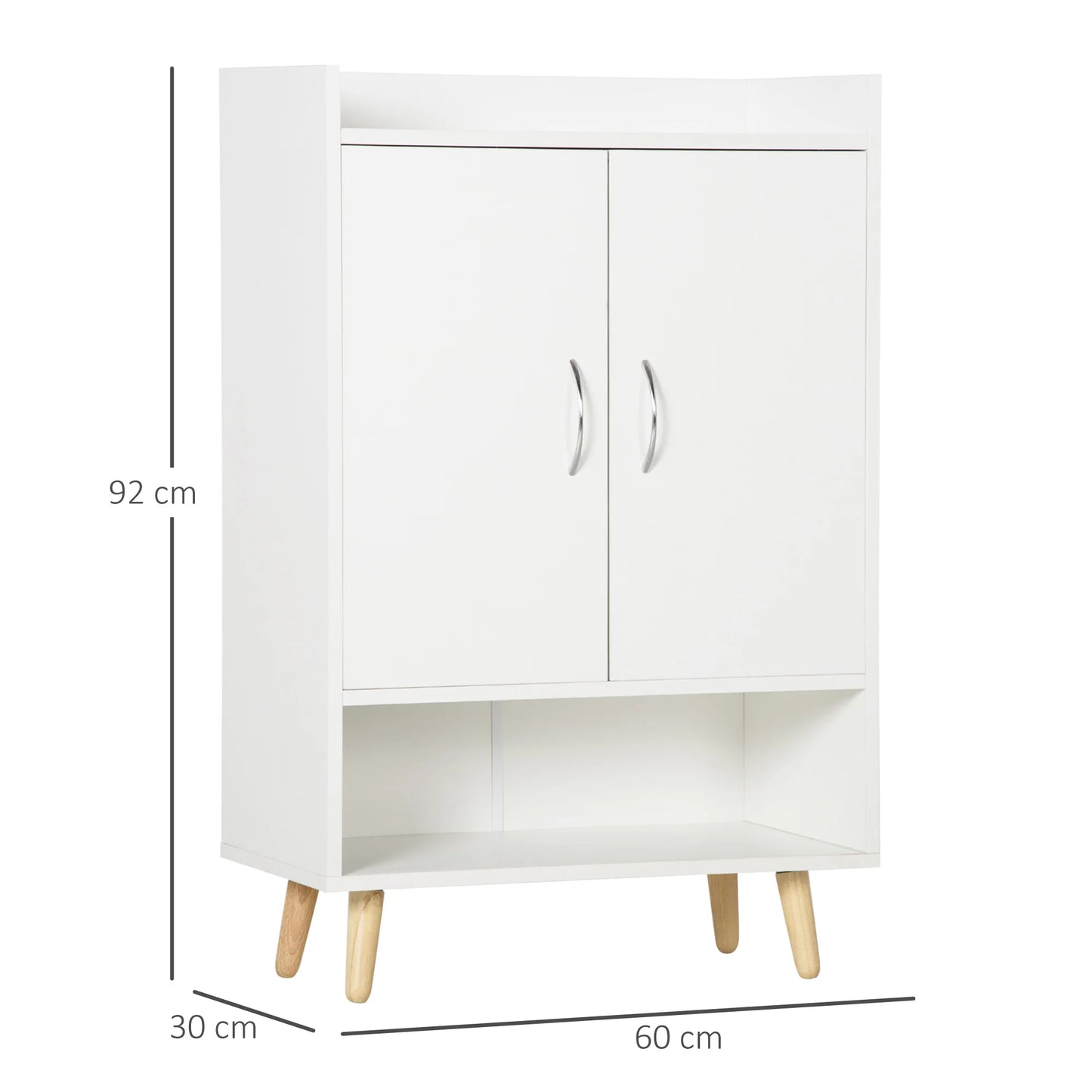 HOMCOM Moderner Schuhschrank mit 2 Türen und 4 Regalen für 12 Paar Schuhe, Ideal für Eingangsbereich, Wohnzimmer, Schlafzimmer 60x30x92 cm Weiß