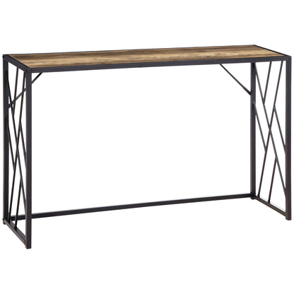 HOMCOM Konsolentisch, Seitentisch mit Stahlbeinen, 120 x 35 x 75 cm, Industriedesign Flurtisch, Beistelltisch für kleine Räume, Eingangsbereich, Flur, Wohnzimmer, Schlafzimmer, Braun