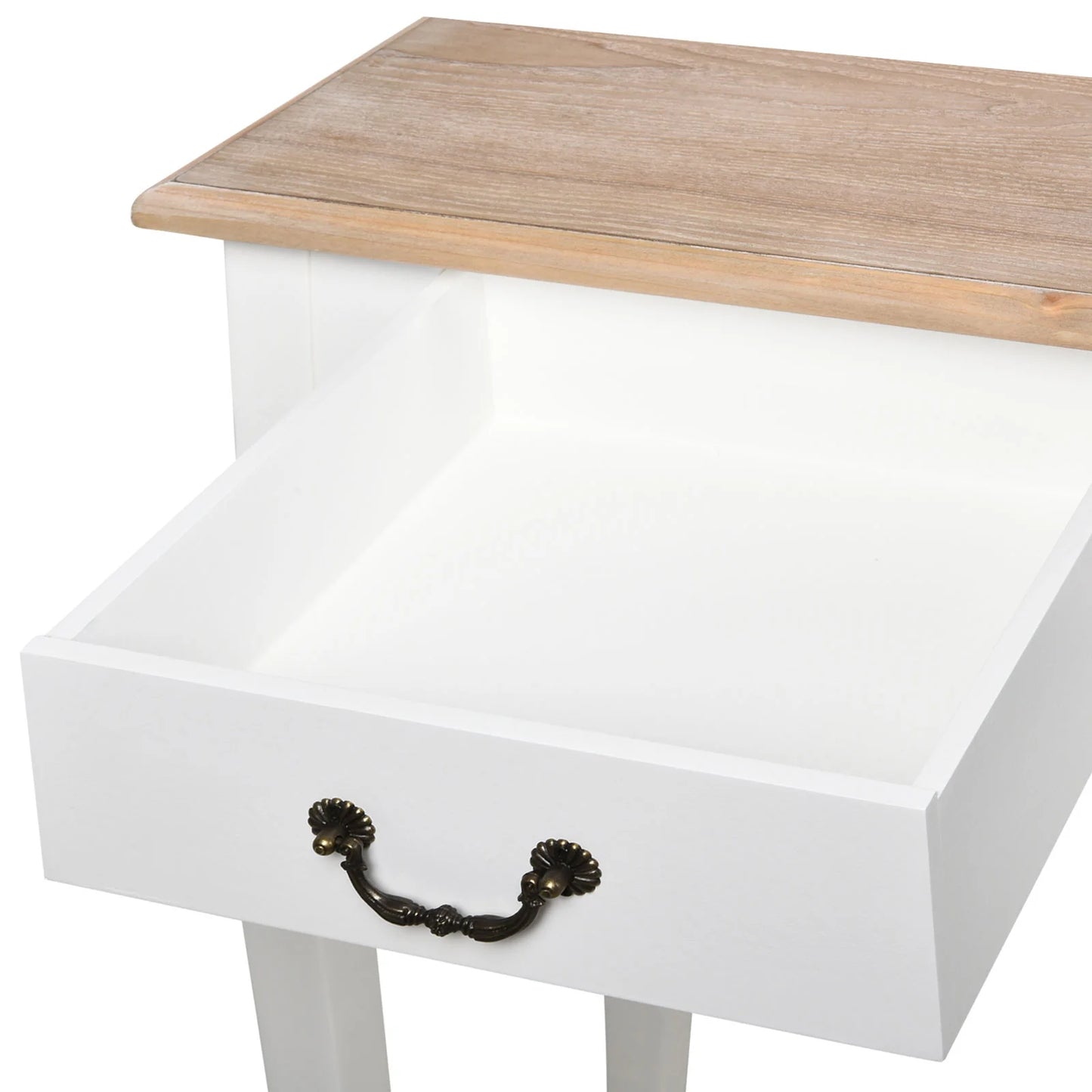 HOMCOM Konsolentisch Beistelltisch mit 2 Schubladen Retro-Design für Flur, Vorzimmer, Wohnzimmer, Schlafzimmer, Kiefer 87x34x78,5 cm Weiß