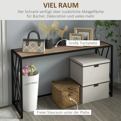 HOMCOM Konsolentisch, Seitentisch mit Stahlbeinen, 120 x 35 x 75 cm, Industriedesign Flurtisch, Beistelltisch für kleine Räume, Eingangsbereich, Flur, Wohnzimmer, Schlafzimmer, Braun