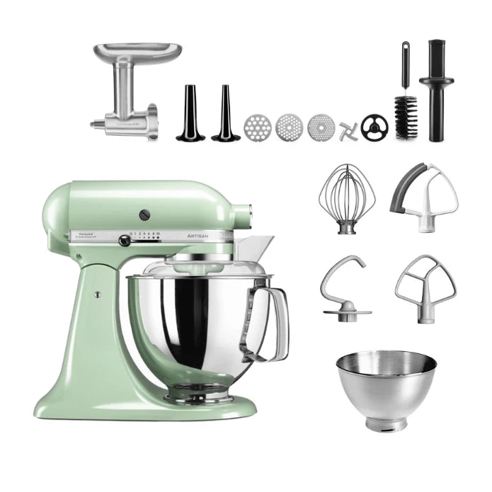 KitchenAid 4,8 L 5KSM175 Artisan Küchenmaschine Meatlover mit Ganzmetall- Fleischwolf und Spritzgebäckvorsatz
