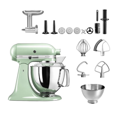 KitchenAid 4,8 L 5KSM175 Artisan Küchenmaschine Meatlover mit Ganzmetall- Fleischwolf und Spritzgebäckvorsatz