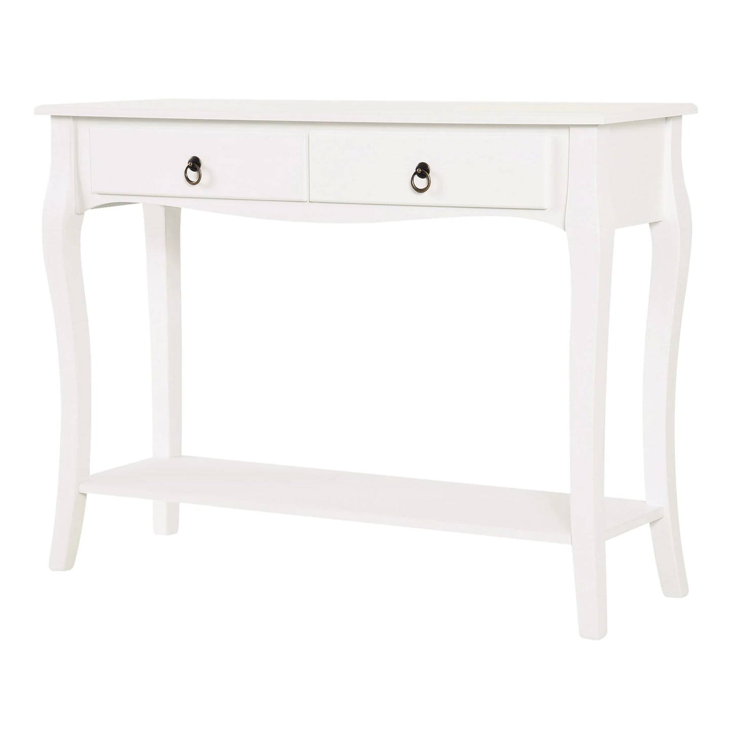 HOMCOM Konsolentisch Sideboard für Wohnzimmer und Flur, Akzenttisch mit Schubladen und Regal, elegantes Design 100x33x75cm Hochglanz Weiß
