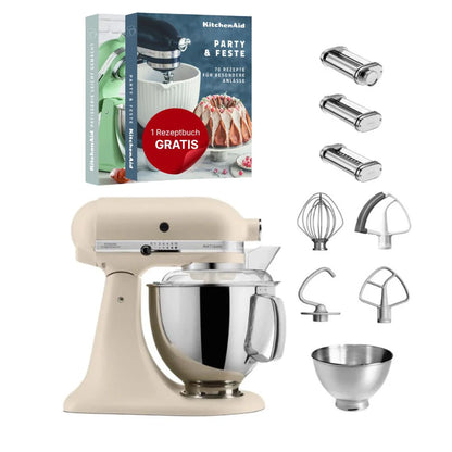 KitchenAid 4,8 L 5KSM175 Artisan Küchenmaschine Pastalover mit Nudelwalzen 3er- Set